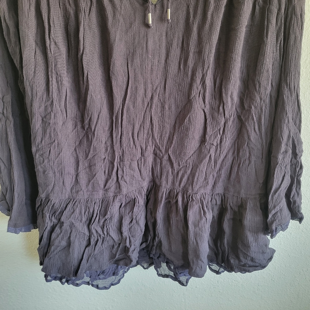 Free People Purple Bell Sleeve Tunic Dress Tie V-Neck Womens Size S - Picture 4 of 9